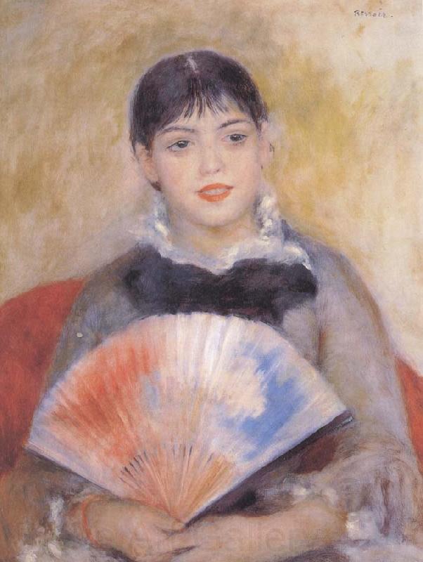 Pierre Auguste Renoir girl witb a f an Spain oil painting art